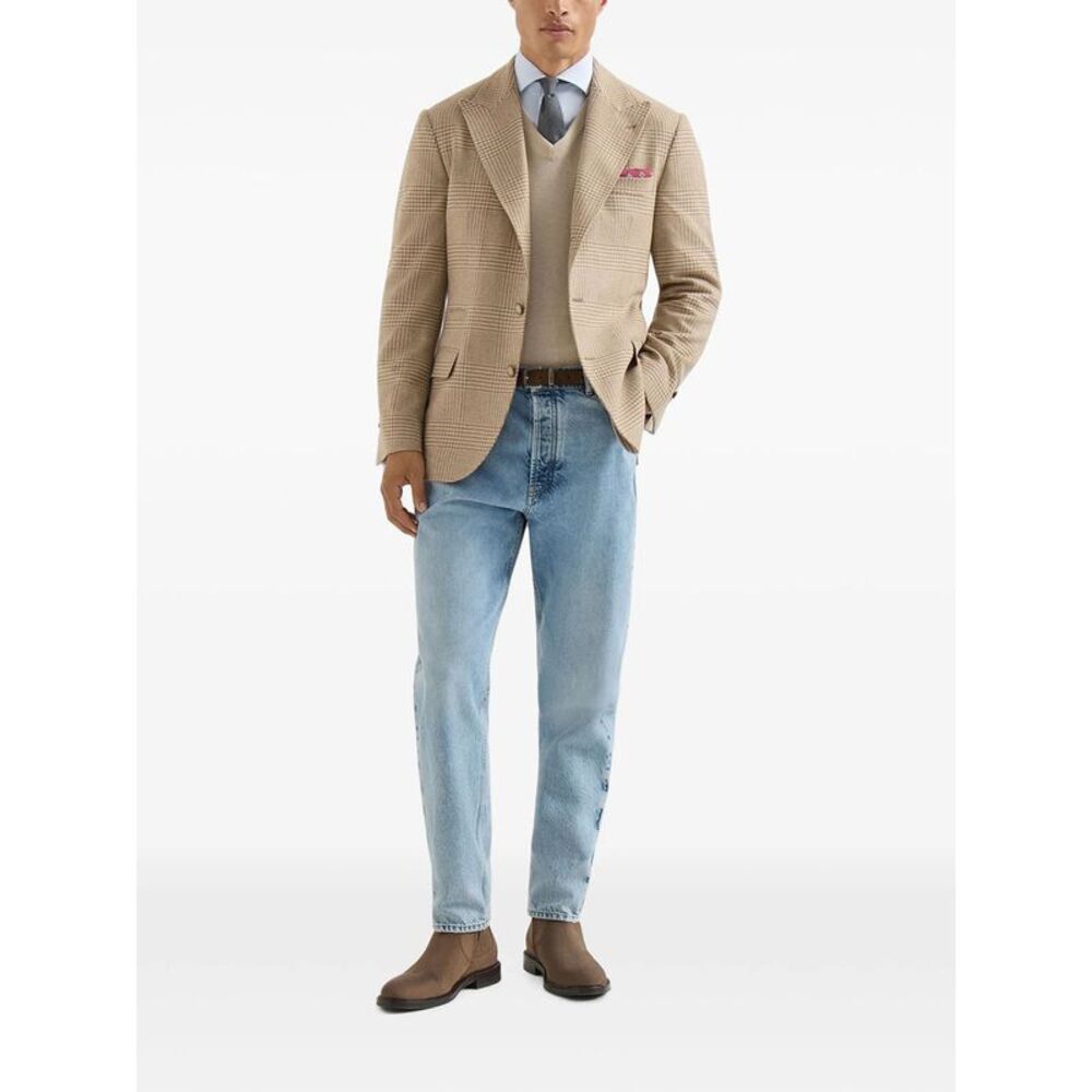 Brunello Cucinelli Men Cashmere Blend Checked Single-Breasted Blazer - Picture 5 of 6